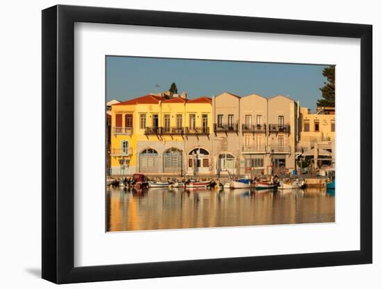 Venetian harbor, Rethymno, Crete, Greek Islands, Greece, Europe-Markus Lange-Framed Photographic Print