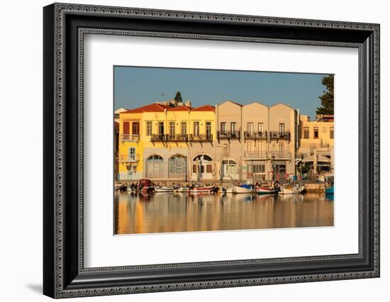 Venetian harbor, Rethymno, Crete, Greek Islands, Greece, Europe-Markus Lange-Framed Photographic Print