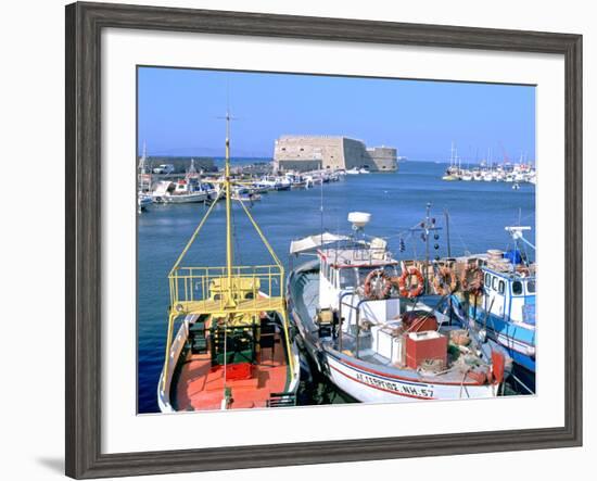 Venetian Harbour and Koules Fortress, Heraklion, Crete, Greece-Peter Thompson-Framed Photographic Print