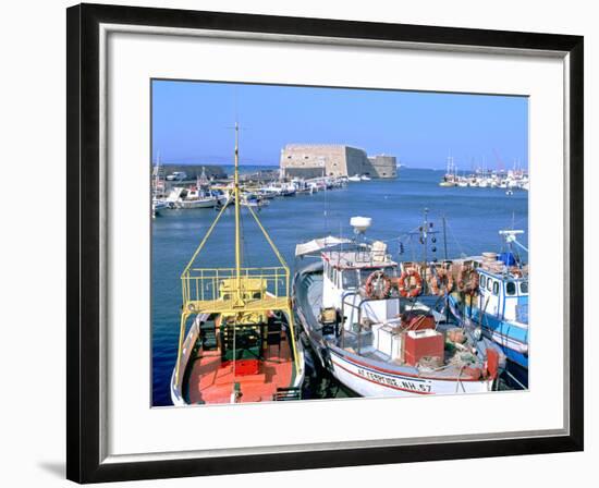 Venetian Harbour and Koules Fortress, Heraklion, Crete, Greece-Peter Thompson-Framed Photographic Print