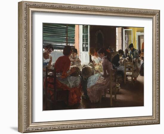 Venetian Lacemakers, 1887 (Oil on Canvas)-Robert Frederick Blum-Framed Giclee Print