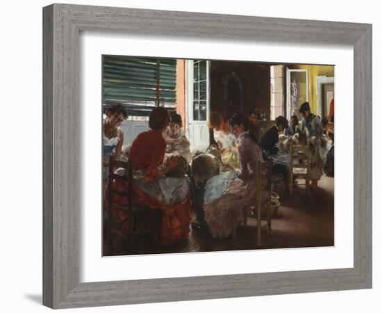 Venetian Lacemakers, 1887 (Oil on Canvas)-Robert Frederick Blum-Framed Giclee Print