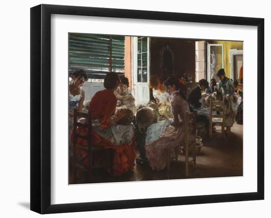 Venetian Lacemakers, 1887 (Oil on Canvas)-Robert Frederick Blum-Framed Giclee Print