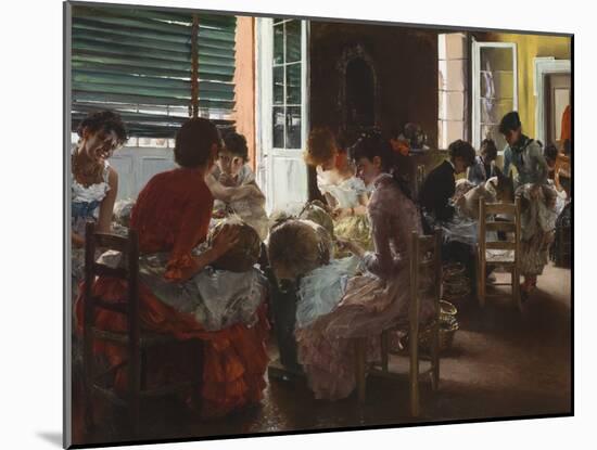 Venetian Lacemakers, 1887 (Oil on Canvas)-Robert Frederick Blum-Mounted Giclee Print