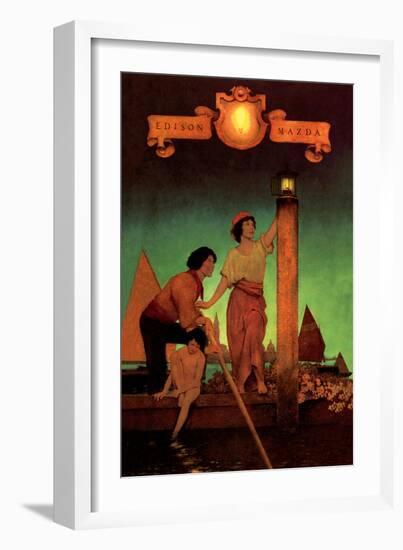 Venetian Lamplighters-Maxfield Parrish-Framed Art Print