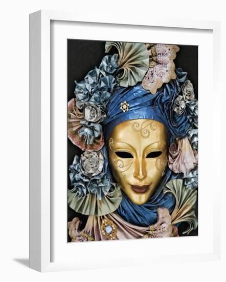 Venetian Paper Mache Mask Worn for Carnivals and Festive Occasions, Venice, Italy-Dennis Flaherty-Framed Photographic Print