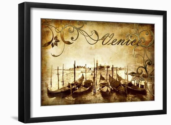 Venetian Pictures - Artwork in Retro Style-Maugli-l-Framed Art Print