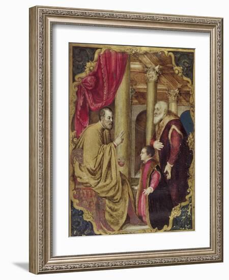 Venetian Senator or Doge Presenting His Son to His Patron Saint-null-Framed Giclee Print