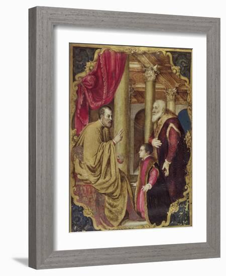 Venetian Senator or Doge Presenting His Son to His Patron Saint-null-Framed Giclee Print