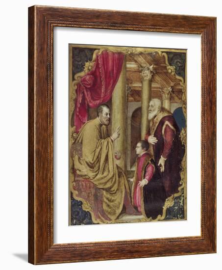 Venetian Senator or Doge Presenting His Son to His Patron Saint-null-Framed Giclee Print