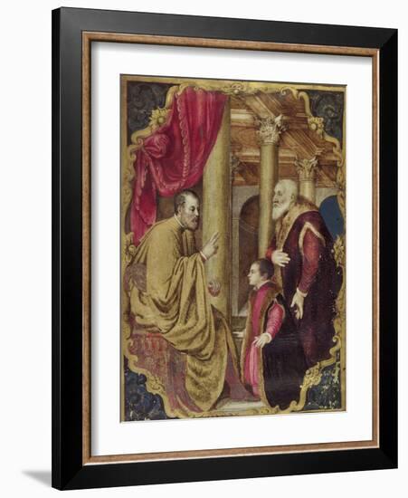 Venetian Senator or Doge Presenting His Son to His Patron Saint-null-Framed Giclee Print