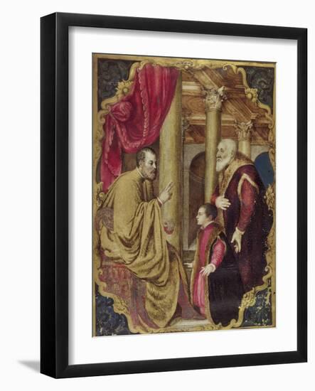 Venetian Senator or Doge Presenting His Son to His Patron Saint-null-Framed Giclee Print