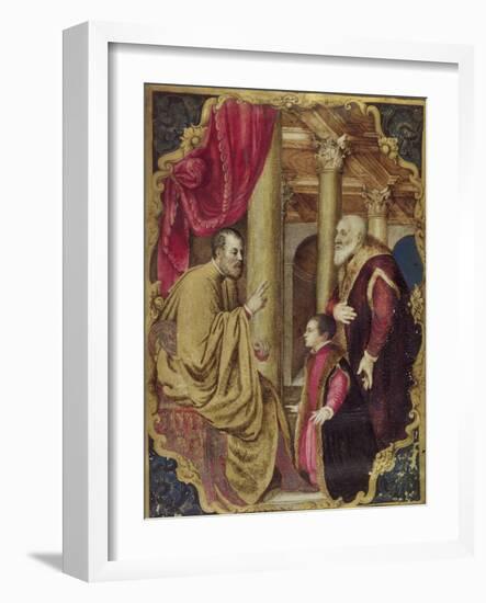 Venetian Senator or Doge Presenting His Son to His Patron Saint-null-Framed Giclee Print