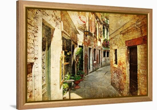 Venetian Streets - Artwork In Painting Style-Maugli-l-Framed Stretched Canvas