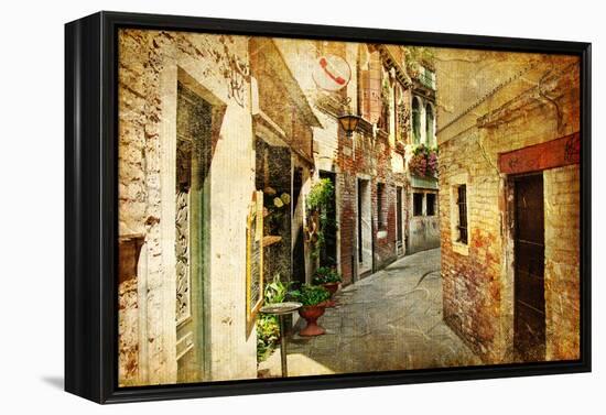 Venetian Streets - Artwork In Painting Style-Maugli-l-Framed Stretched Canvas