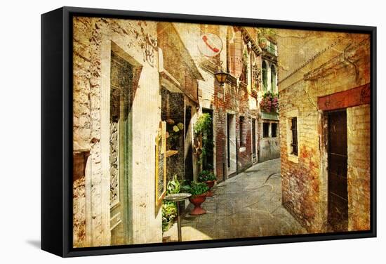 Venetian Streets - Artwork In Painting Style-Maugli-l-Framed Stretched Canvas