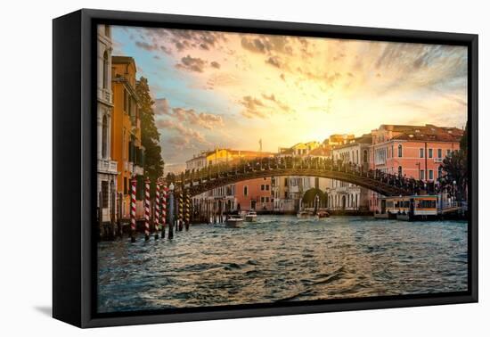 Venetian Sunlight - Accademia Bridge at Sunset-Philippe HUGONNARD-Framed Premier Image Canvas