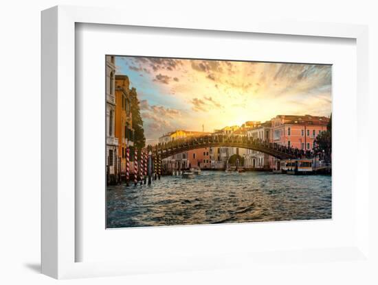 Venetian Sunlight - Accademia Bridge at Sunset-Philippe HUGONNARD-Framed Photographic Print