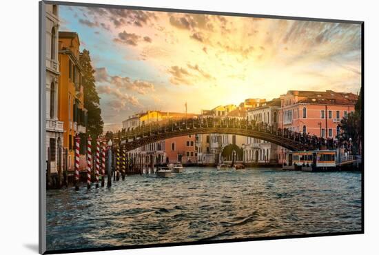 Venetian Sunlight - Accademia Bridge at Sunset-Philippe HUGONNARD-Mounted Photographic Print