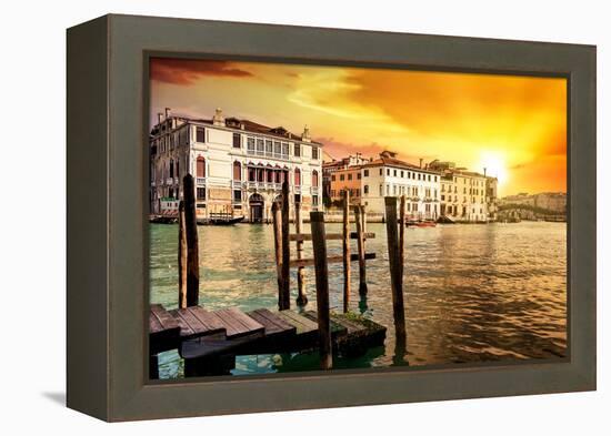 Venetian Sunlight - Blazing Sunset on Grand Canal-Philippe HUGONNARD-Framed Premier Image Canvas