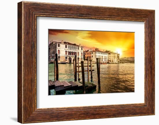 Venetian Sunlight - Blazing Sunset on Grand Canal-Philippe HUGONNARD-Framed Photographic Print