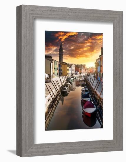 Venetian Sunlight - Burano Sunset-Philippe HUGONNARD-Framed Photographic Print