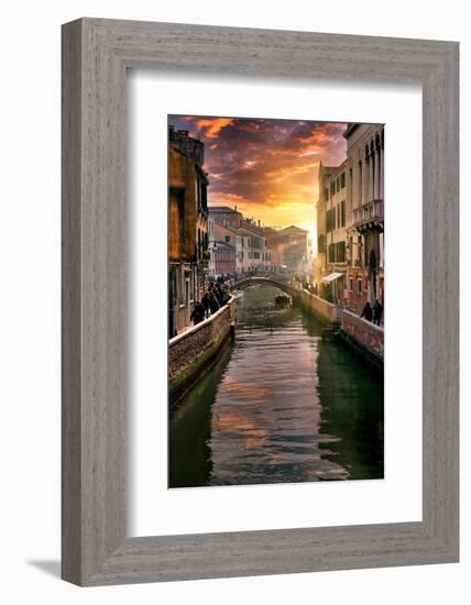 Venetian Sunlight - Canal Golden Hour-Philippe HUGONNARD-Framed Photographic Print