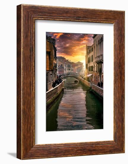 Venetian Sunlight - Canal Golden Hour-Philippe HUGONNARD-Framed Photographic Print