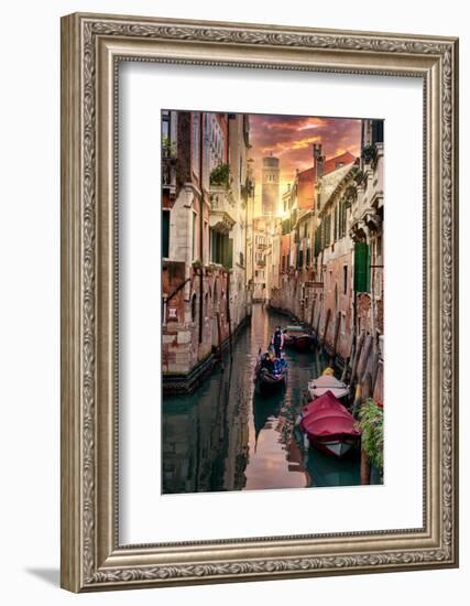 Venetian Sunlight - End of day Gondola ride-Philippe HUGONNARD-Framed Photographic Print