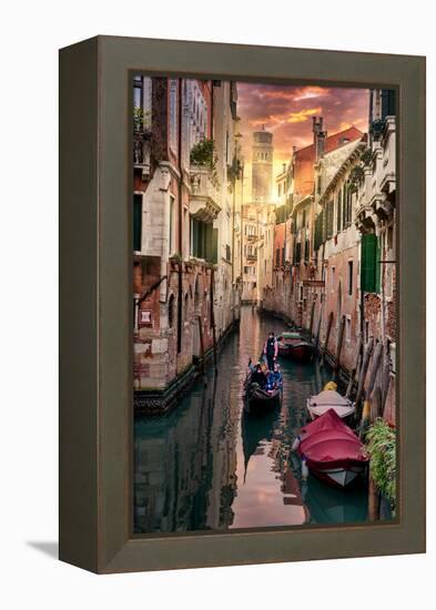 Venetian Sunlight - End of day Gondola ride-Philippe HUGONNARD-Framed Premier Image Canvas