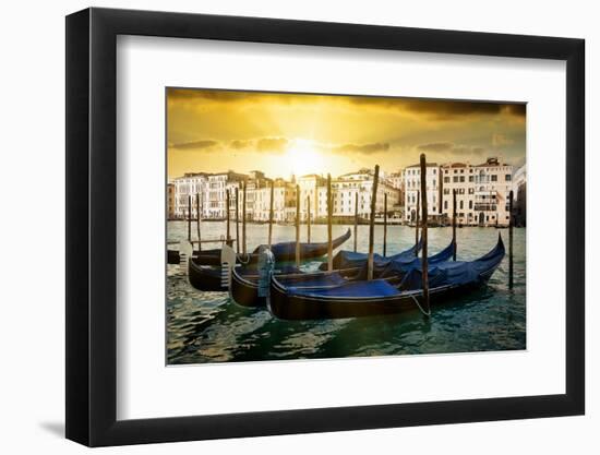 Venetian Sunlight - Evening Gondolas-Philippe HUGONNARD-Framed Photographic Print