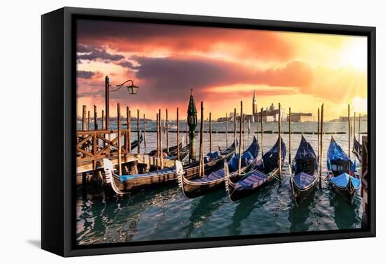 Venetian Sunlight - Gondolas Sunsets-Philippe HUGONNARD-Framed Premier Image Canvas