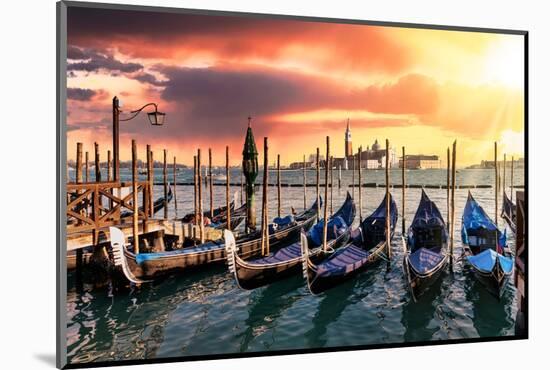 Venetian Sunlight - Gondolas Sunsets-Philippe HUGONNARD-Mounted Photographic Print