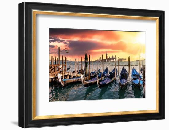 Venetian Sunlight - Gondolas Sunsets-Philippe HUGONNARD-Framed Photographic Print