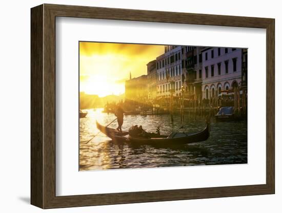 Venetian Sunlight - Gondolier at Sunset-Philippe HUGONNARD-Framed Photographic Print