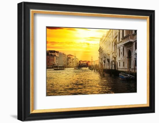 Venetian Sunlight - Grand Canal Golden Sunset-Philippe HUGONNARD-Framed Photographic Print