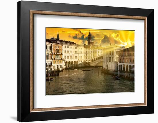 Venetian Sunlight - Last rays of Sunshine on the Rialto Bridge-Philippe HUGONNARD-Framed Photographic Print