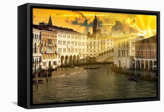Venetian Sunlight - Last rays of Sunshine on the Rialto Bridge-Philippe HUGONNARD-Framed Premier Image Canvas