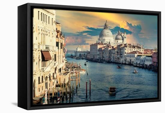 Venetian Sunlight - The Grand Canal at Sunset-Philippe HUGONNARD-Framed Premier Image Canvas
