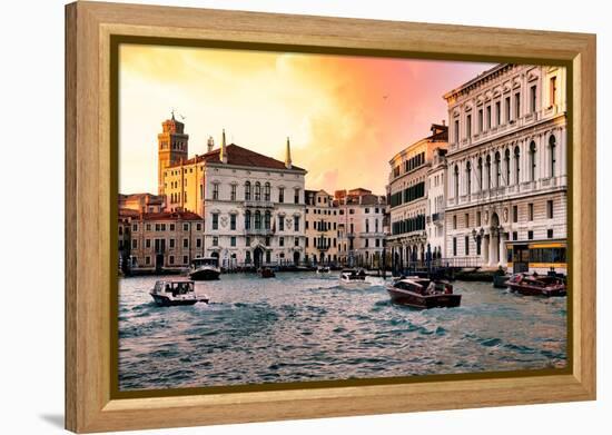Venetian Sunlight - Vaporetto Canal-Philippe HUGONNARD-Framed Premier Image Canvas