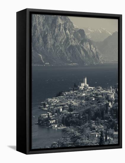 Veneto, Lake District, Lake Garda, Malcesine, Aerial Town View, Italy-Walter Bibikow-Framed Premier Image Canvas