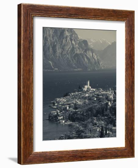 Veneto, Lake District, Lake Garda, Malcesine, Aerial Town View, Italy-Walter Bibikow-Framed Photographic Print