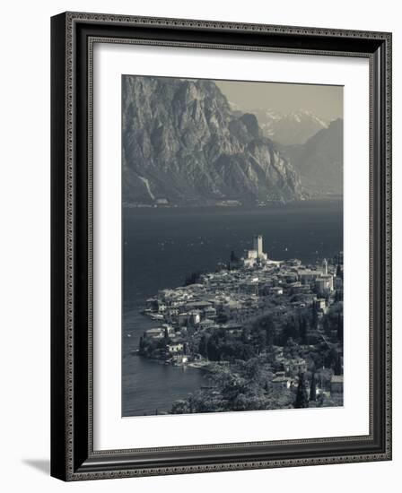 Veneto, Lake District, Lake Garda, Malcesine, Aerial Town View, Italy-Walter Bibikow-Framed Photographic Print