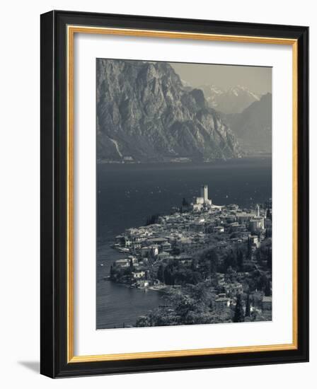 Veneto, Lake District, Lake Garda, Malcesine, Aerial Town View, Italy-Walter Bibikow-Framed Photographic Print