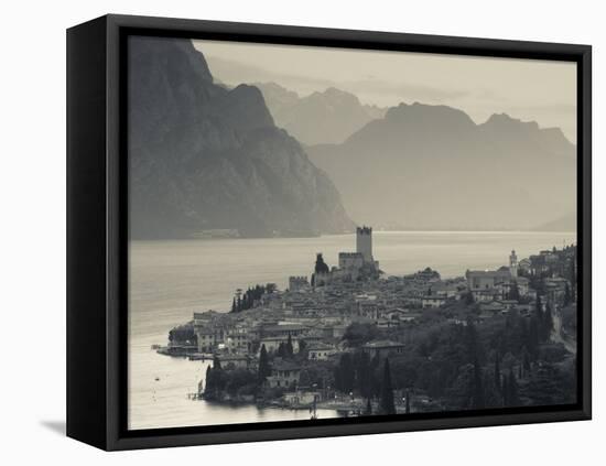 Veneto, Lake District, Lake Garda, Malcesine, Aerial Town View, Italy-Walter Bibikow-Framed Premier Image Canvas