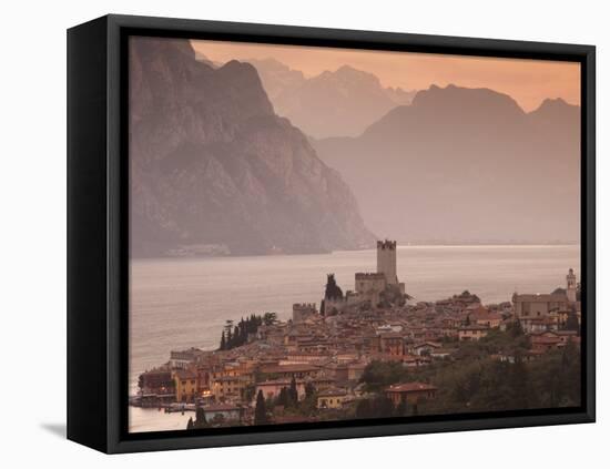 Veneto, Lake District, Lake Garda, Malcesine, Aerial Town View, Italy-Walter Bibikow-Framed Premier Image Canvas