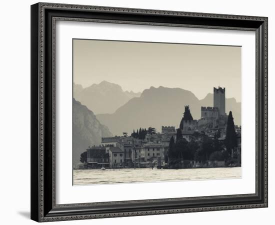 Veneto, Lake District, Lake Garda, Malcesine, Lakeside Town View, Italy-Walter Bibikow-Framed Photographic Print