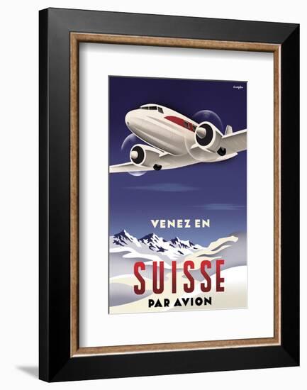 Venez en Suisse par Avion-Michael Crampton-Framed Art Print