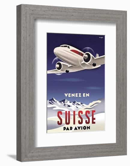 Venez en Suisse par Avion-Michael Crampton-Framed Art Print