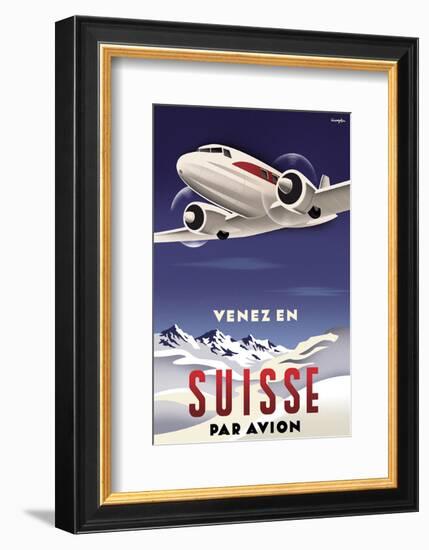 Venez en Suisse par Avion-Michael Crampton-Framed Art Print